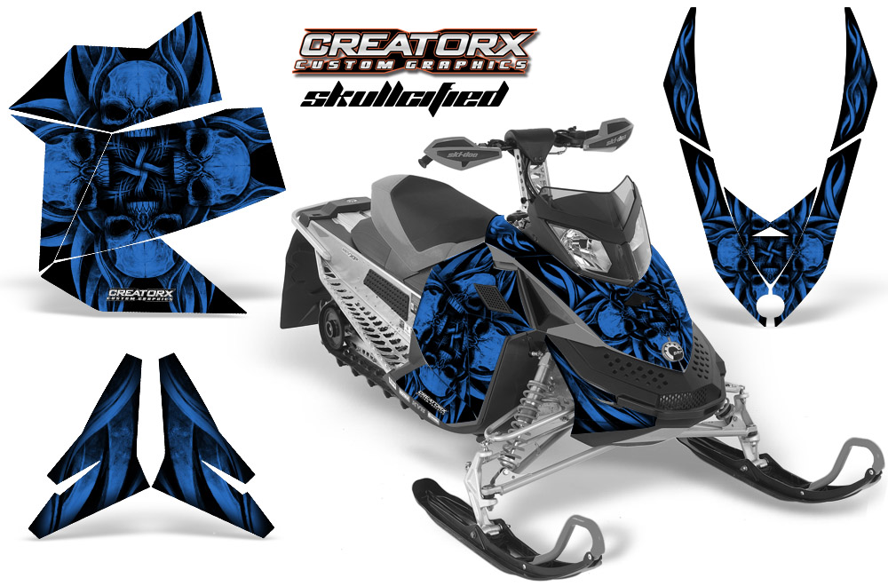 Skidoo REV XP Graphics Kit Skullcified Blue Flat